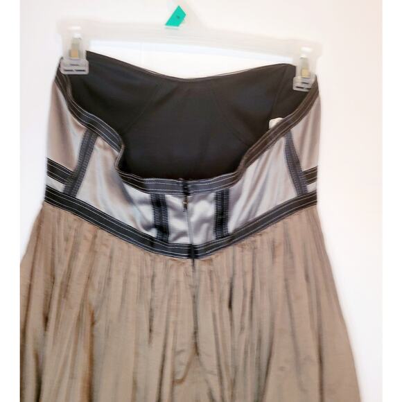 Sass and Bide taupe brown strapless corset top gauzy pleated mini dress size 6 - Picture 7 of 10